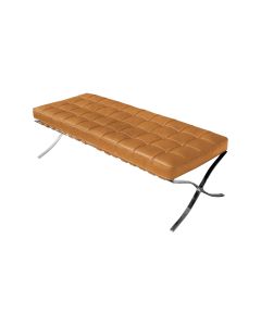 Banco Barcelona Couro Natural Caramelo Base Inox