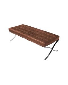 Banco Barcelona Couro Natural Marrom Base Cromada