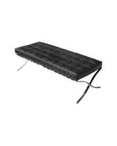 Banco Barcelona Couro Natural Preto Base Cromada