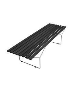Banco Bertoia Ripado em Madeira Ebanizada Preta Base Inox