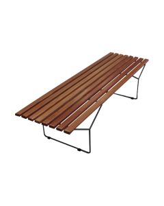 Banco Bertoia Ripado em Madeira Imbuia Base Preta