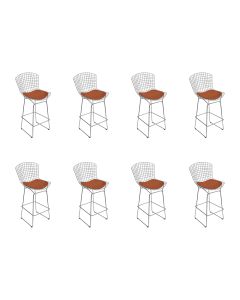 Kit 8 Banquetas Bistrô Bertoia Cromada D70 com Assento Sintético Cobre