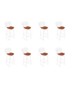 Kit 8 Banquetas Bistrô Bertoia Branca D70 com Assento Cobre