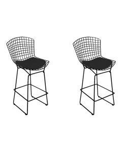 Kit 2 Banquetas Bertoia Preta D80 com Assento Preto