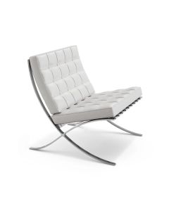 Poltrona Barcelona Inox Couro Legítimo Branco