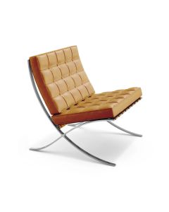 Poltrona Barcelona Inox Couro Caramelo