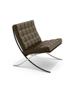 Poltrona para Leitura Barcelona com Puff Courissimo Cromada - Marrom