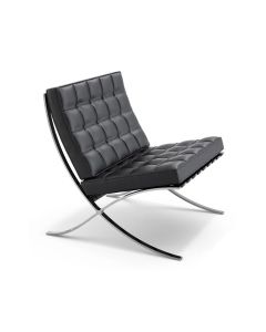 Poltrona Barcelona Courino Base Cromada Preto