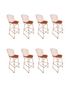 Kit 8 Banquetas Bistrô Bertoia Cobre D60 com Assento Cobre