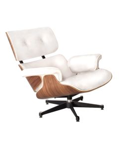 Poltrona Anatômica Charles Eames Courino Branco