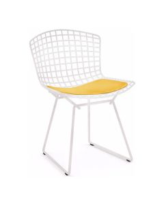 Cadeira Bertoia Branca com Assento Amarelo