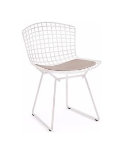Cadeira Bertoia Branca com Assento Bege
