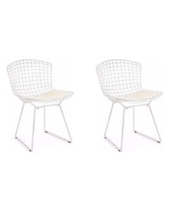 Kit 2 Cadeiras Bertoia Branca com Assento Branco
