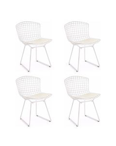 Kit 4 Cadeiras Bertoia Branca com Assento Branco