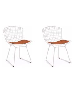 Kit 2 Cadeiras Bertoia Branca com Assento Cobre