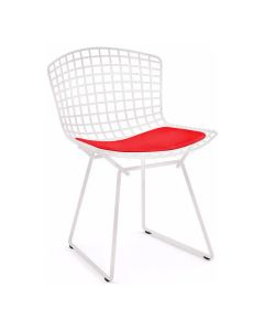 Cadeira Bertoia Branca com Assento Vermelho