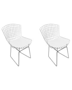 Kit 2 Cadeiras Bertoia Cromada com Assento Sintético Branco