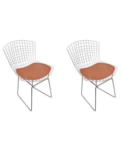 Kit 2 Cadeiras Bertoia Cromada com Assento Sintético Cobre