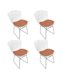 Kit 4 Cadeiras Bertoia Cromada com Assento Sintético Cobre
