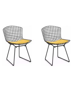 Kit 2 Cadeiras Bertoia Preta com Assento Amarelo