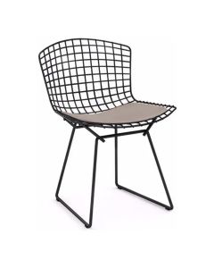 Cadeira Bertoia Preta com Assento Bege