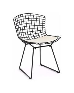 Cadeira Bertoia Preta com Assento Branco