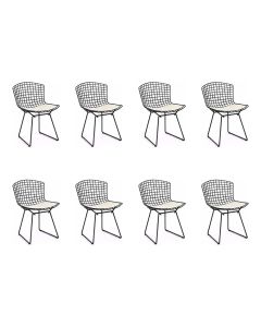Kit 8 Cadeiras Bertoia Preta com Assento Branco