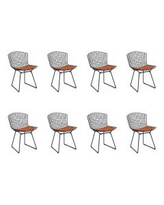 Kit 8 Cadeiras Bertoia Preta com Assento Cobre