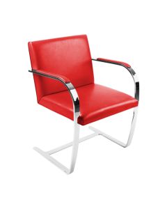 Cadeira Brno Escritório Couro Sintético Vermelho Barra Chata Cromada