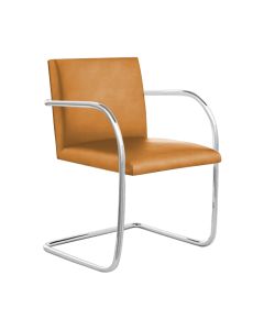 Cadeira Brno para Escritório Couro Sintético Caramelo Tubular Cromada