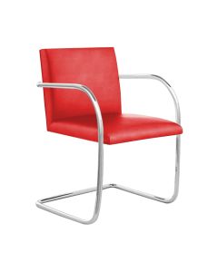 Cadeira Brno para Escritório Couro Sintético Vermelho Tubular Cromada