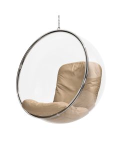 Poltrona Bubble Chair Acrilico com Estofado Sued - Bege