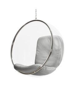 Poltrona Bubble Chair Acrilico com Estofado Sued - Cinza