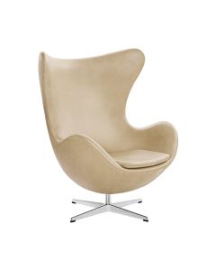 Poltrona Egg sem Puff Base Alumínio em Sued Bege