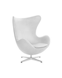 Poltrona Premium Egg sem Puff Base Alumínio em Sintético Branco