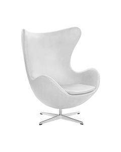 Poltrona Egg sem Puff Base Alumínio em Sued Branco