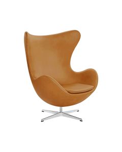 Poltrona Egg sem Puff Base Alumínio em Sintético Caramelo