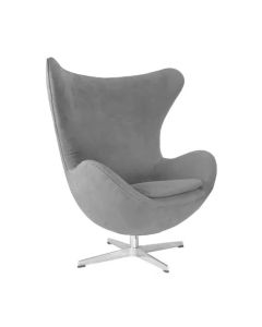 Poltrona Egg sem Puff Base Alumínio em Sued Cinza