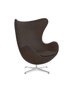 Poltrona Egg sem Puff Base em Alumínio Couro Natural Marrom