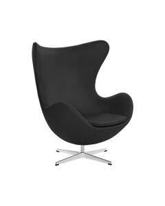 Poltrona Egg sem Puff Base Alumínio em Sintético Preto