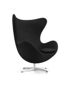 Poltrona Egg sem Puff Base Alumínio em Sued Preto