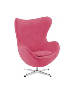Poltrona Egg sem Puff Base Alumínio em Sued Rosa