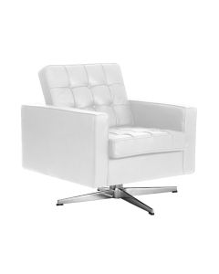 Poltrona Fk Giratória Couro Natural Branco Base Alumínio
