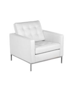 Poltrona Florence Knoll Cromado em Couro Natural Branco