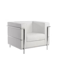 Poltrona Le Corbusier Cromado em Sintético Branco