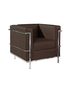 Poltrona Le Corbusier Inox em Couro Natural Marrom