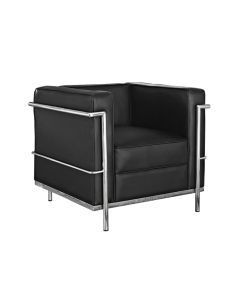 Poltrona Le Corbusier Inox em Couro Natural Preto