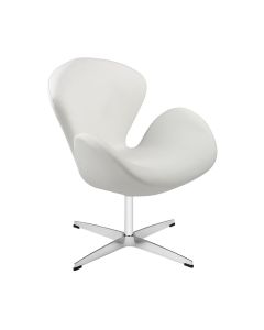 Poltrona Swan Couro Sintético Branco Base Alumínio Giratória