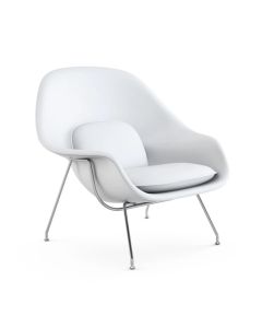 Poltrona Womb Chair sem Puff Cromada Sintético Branco