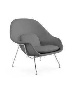 Poltrona Womb Chair sem Puff Cromada Sintético Cinza